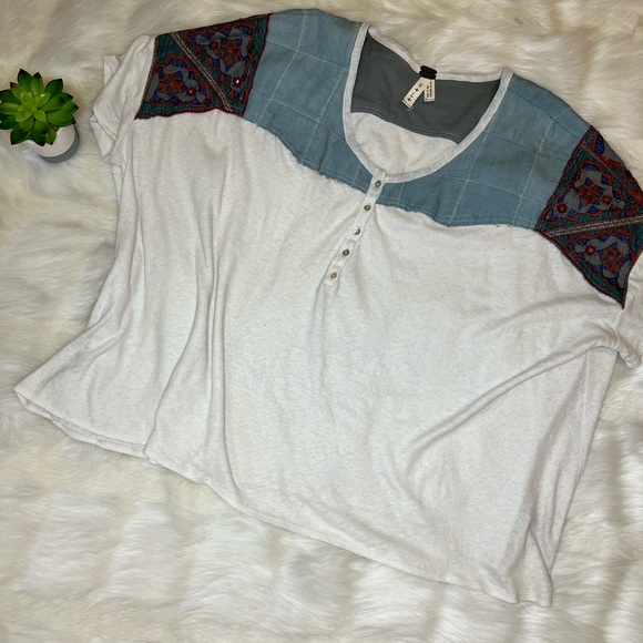 Free People | We The Free Statement Sleeve Oversized Baseball Tee Large - Picture 2 of 10